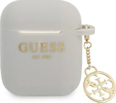 Këllëf silikoni Guess 4G Charm për AirPods, me varëse, gri
