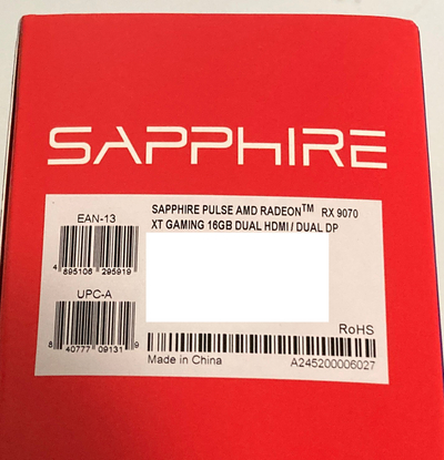 Kartë grafike Sapphire AMD Radeon RX 9070 XT Pulse, 16GB GDDR6, RDNA 4