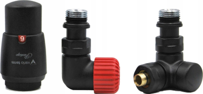 Set termostatik radiatorësh Vario Term Vision Prestige, për sistem me dy tuba, GZ 1/2", i zi strukturë