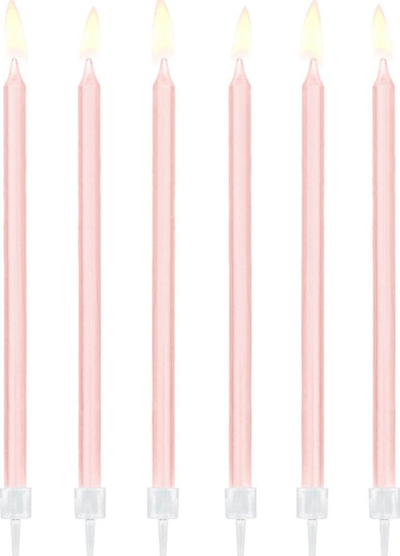 Kandila për ditëlindje Smooth, 14 cm, 12 copë, rozë e çelët