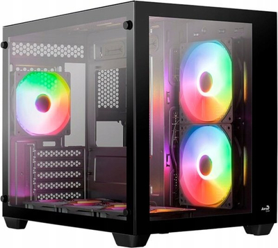Kuti kompiutri Aerocool Dryft Mini V2, Mini Tower Micro ATX, 6 ventilatorë RGB, e zezë
