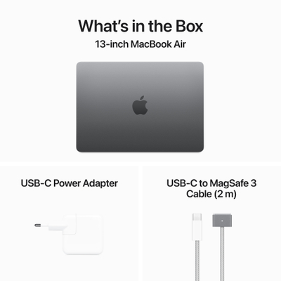 Apple MacBook Air 13.6", M3 8-core, 8GB, 256GB, 8-core GPU, Space Grey