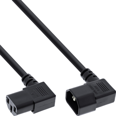 Kabllo rryme InLine C13 C14, 1m, e drejtë këndore, e zezë