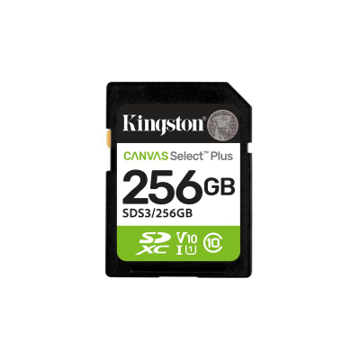 Kartë memorie SDXC Kingston Canvas Select Plus, 256GB, 150MB/s, e zezë