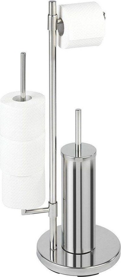 Stendë tualeti Wenko Universalo, mbajtëse letre dhe furçë, çelik inox, argjendtë