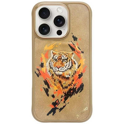 Kapak telefoni Nimmy Tiger për iPhone 16 Pro, MagSafe, kafe e çelët
