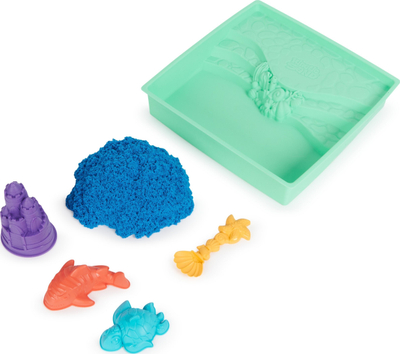 Set rërë kinetike Spin Master Kinetic Sand Sandbox, tabaka me dy kate, rërë blu