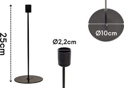 Mbajtëse qiriri Home Styling Collection, metal, 25 cm, e zezë mat