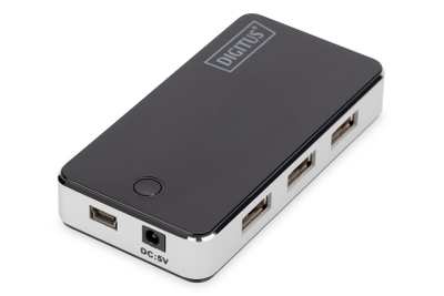 USB разводник Дигитус USB 2.0, 7 порти, 480 Mbps, црн