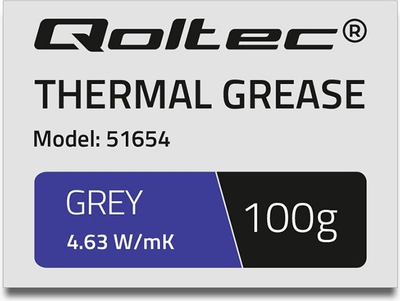 Pasta termike Qoltec 51654, 4.63 W/mK, 100g, gri