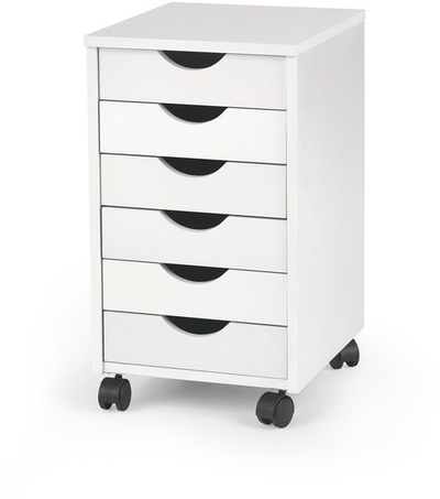 Kabinet mobil Halmar Simon 2, 6 sirtarë, me rrota, i bardhë