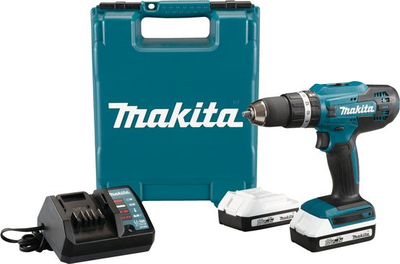 Ударна акумулаторска дупчалка Makita HP488DWAE, 2 батерии, куфер за транспорт, зелена