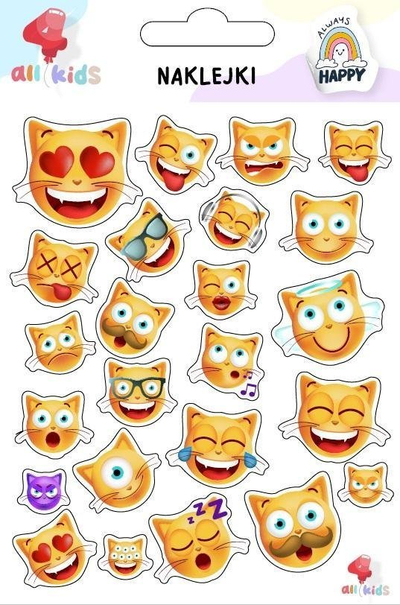 Ngjitëse për kalamaj Dodo Cat Emoticons, set figurina mace, 100 x 150 mm, shumëngjyrëshe