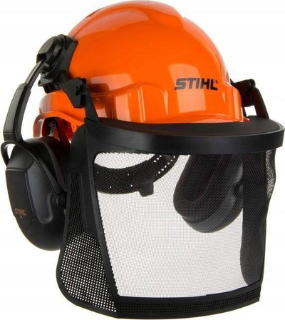 Заштитен шлем Stihl Function Basic, најлонска визир маска, чепчиња за слух, портокалов