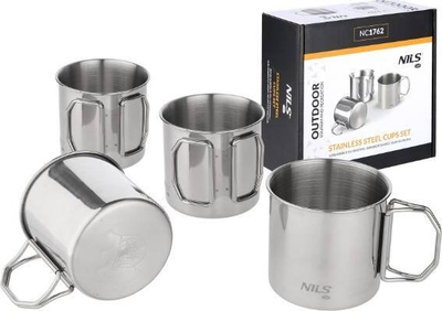 Set gotash çeliku NILS Camp NC1762, 4 copë, doreza palosëse, argjendtë