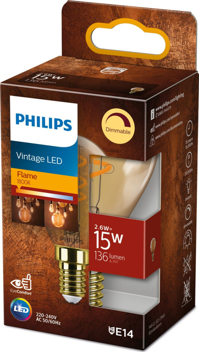 Llambë LED Philips Vintage Flame E14, 3.5W, ngjyrë e ngrohtë