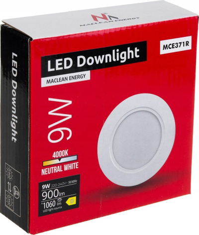 Panel LED tavani Maclean MCE371, 9W, 900lm, e bardhë neutrale