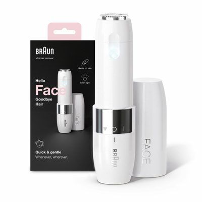 Epilator për fytyrë Braun Mini Hair Remover FS1000, portativ, i bardhë