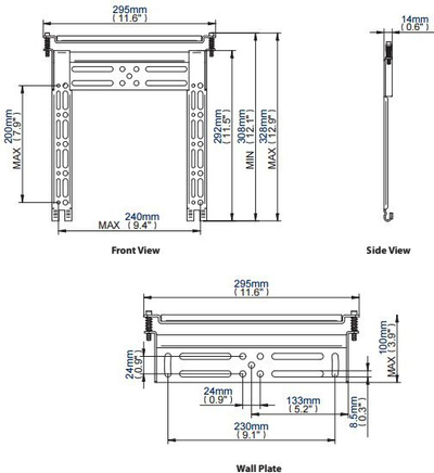 Mbajtës muri për TV B-Tech Wall Mount, deri 45", 35kg, i zi