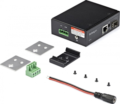 Media konvertues industrial StarTech PoE+, 1x SFP në RJ45 Gigabit, 60W, kompakt