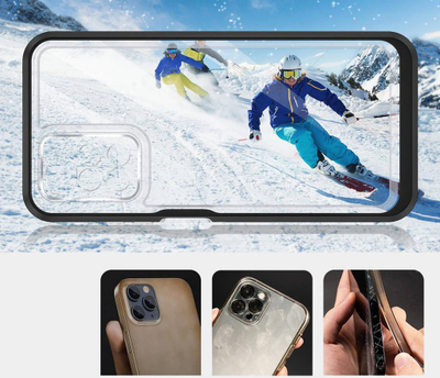 Kapak 3n1 për telefon Xiaomi Redmi 10, transparent, me kornizë antirrëshqitëse, i zi