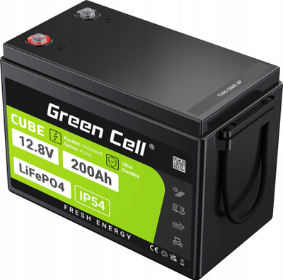 Bateri LiFePO4 Green Cell GC200, 200Ah 12.8V, me BMS t’u futur brenda