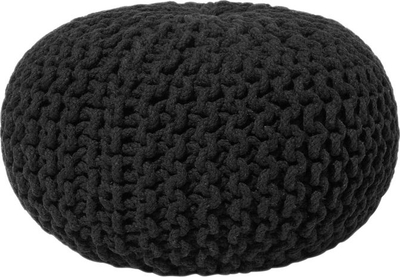 Puf ottoman dekorativ pambuk i thurur, 40x25 cm, mbushje EPS, i zi
