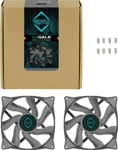 Ventilatorë për kasë PC Iceberg Thermal IceGALE, 140 mm, set me 2 copë, gri