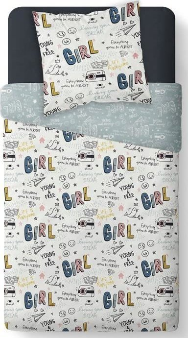 Set mbulese jorgani Today Kids First, 140x200 cm, 100% poliester, me motiv GIRL, shumngjyrsh