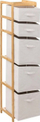 Raft banjo Bamboo Tidy Drawers Baskets, 144.3 cm, 5 shporta pëlhure, ngjyrë natyrale