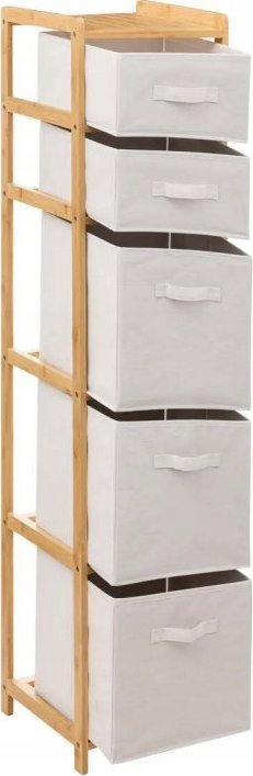 Raft banjo Bamboo Tidy Drawers Baskets, 144.3 cm, 5 shporta pëlhure, ngjyrë natyrale