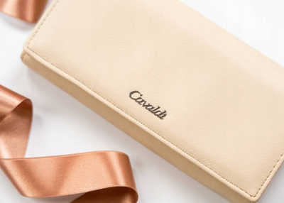 Portofol goca 4U Cavaldi, lëkurë bionike, mbyllje kiss lock, bezhë