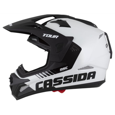 Helmetë moto CASSIDA Tour 2.0 X-tra, turistike adventure, e bardhë e kuqe e zezë matte, madhësia S