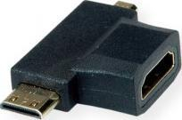 Adapter HDMI VALUE 12.99.3166, HDMI në Mini HDMI, HDMI në Micro HDMI, i zi