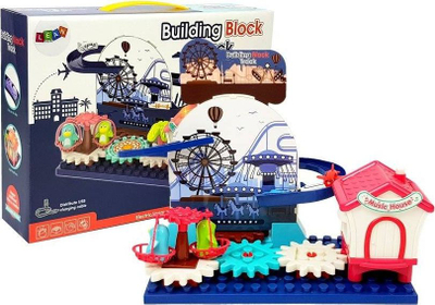 Lodër ndërtimi Lean Building Block Track, me pistë rrëshqitjeje, me ingranazhe muzikore, shumëngjyrëshe
