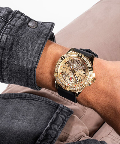Orë dore për meshkuj Guess Frontier GW0379G2, e artë/zezë