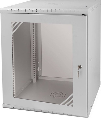 Kabinet muri Netrack ECO Line 19", 12U 600mm, derë xhami, gri