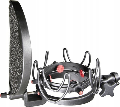 Set studio për mikrofon Rycote InVision USM-VB, shock mount universal, filter pop, i zi