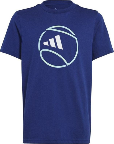 Bluze për kalamaj adidas Ten Cat Graphic Tee Jr IC4982, pambuk, me mëngë të shkurtra, blu