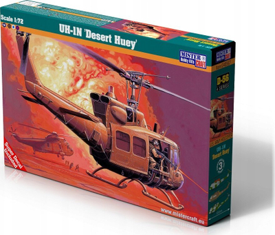 Model helikopteri MisterCraft UH-1N Desert Huey, shkallë 1:72, set për me e ndërtu, ngjyrë shkretëtire