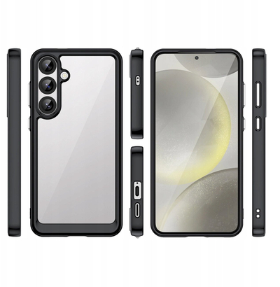 Силиконска навлака Outer Space за Samsung Galaxy S25+, жолта рамка, задна страна црна