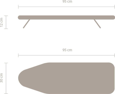 Dërrasë hekurosje për tavolinë Brabantia S, 95x30cm, dizajn Morning Breeze, e bardhë