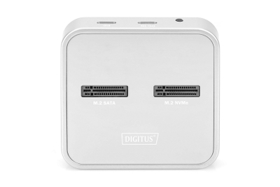 Docking station për SSD Digitus DA-71110, M.2 NVMe dhe M.2 SATA, lexues karte SD Express, USB C, argjendtë