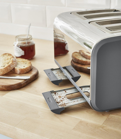Toster Swan Nordic, 4 feta, me shkrirje dhe ringrohje, gri