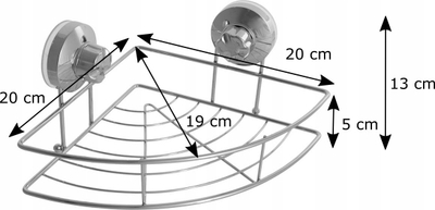 Raft këndi për banjo 5five Simple Smart, me kupa thithëse, çelik kromi, ngjyrë argjendi