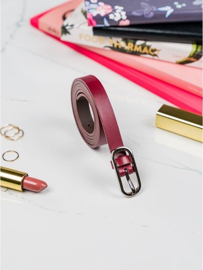 Rrip lëkure për goca, 1.5 cm, tokëz metalike argjendi, bordo