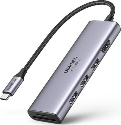 Docking stacion Ugreen UGR1078GRY, USB C 5 në 1, HDMI 4K, gri