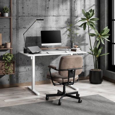 Sense7 Nojo Light Електрично Стоечко Биро, 120 cm x 60 cm, Бело