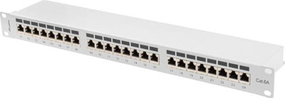 Panel patch Lanberg PPSA-1024-S, 24 porta RJ-45 Cat 6A, 1U 19", gri