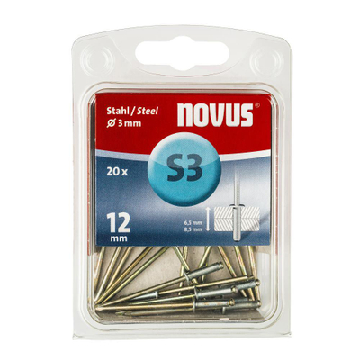Riveta të verbër Novus S3, 3mm, 12mm, 20 copë